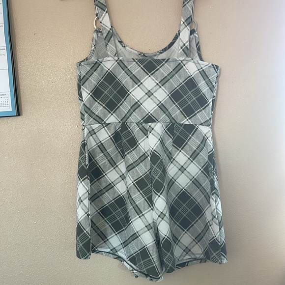 Green and white plaid slip on romper - Picture 2 of 2